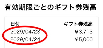 ギフト券残高