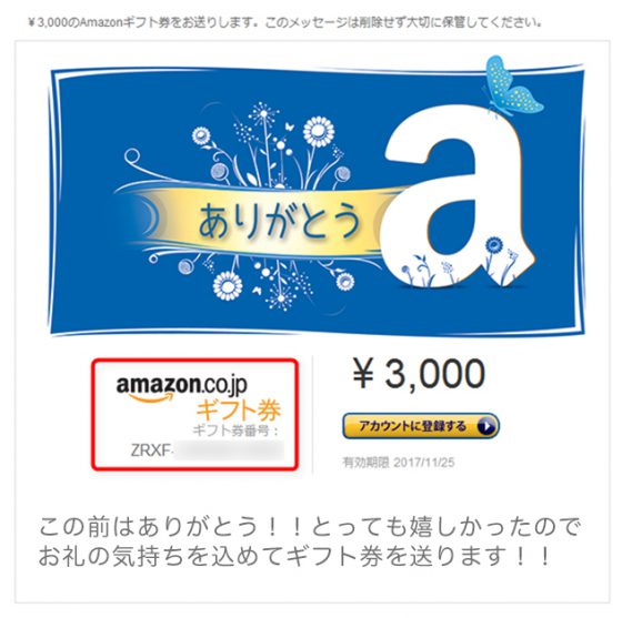 EメールタイプのAmazonギフト券