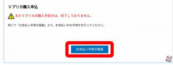 お支払い手続き画面