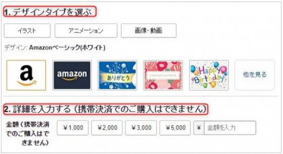 Amazonギフト券Eメールタイプの内容