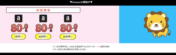 買取ライオンではAmazonギフト券の買取を行っている