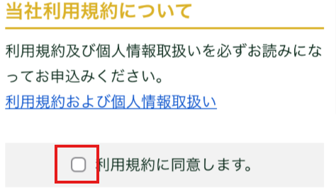 ステップ5:年齢確認のチェックボックスを押し、利用規約を確認のうえ「上記内容でお申し込み」を選択